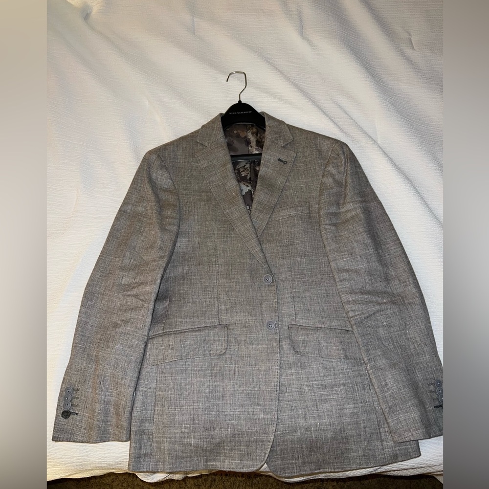 Tan Linen/Polyester JOE by Joseph Abboud 38S Slim Fit Sports Coat